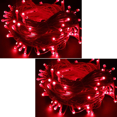 BENHEK 42 LEDs 14 m Red Steady String Rice Lights(Pack of 2)