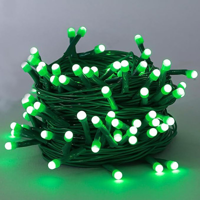 silvercreeks 40 LEDs 15 m Green Steady Ball Rice Lights(Pack of 1)