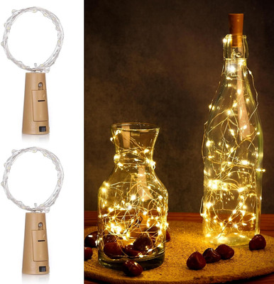 PRIMERISE 20 LEDs 2 m Yellow Steady, Flickering Bottle Rice Lights(Pack of 2)
