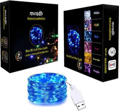 MIRADH 50 LEDs 5 m Blue Steady String Rice Lights(Pack of 1)