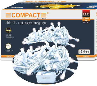 COMPACT 46 LEDs 10 m White Steady String Rice Lights(Pack of 1)