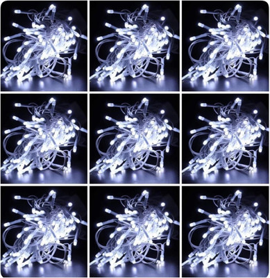Local Charm 252 LEDs 12.5 m White Steady String Rice Lights(Pack of 9)