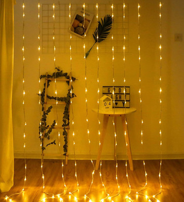 TechPride 180 LEDs 3 m Yellow Flickering String Rice Lights(Pack of 1)