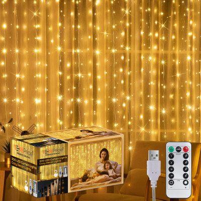 TechPride 300 LEDs 3 m Yellow Flickering String Rice Lights(Pack of 1)