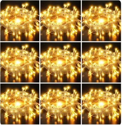 Business Squad 112 LEDs 12.5 m Yellow Steady String Rice Lights(Pack of 9)