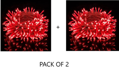 PriPra 40 LEDs 15 m Red Steady Ball Rice Lights(Pack of 2)