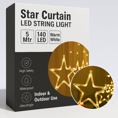 FIRSTLIKE 140 LEDs 5.08 m Yellow Flickering, Steady Star Rice Lights(Pack of 1)