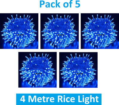 Sauran 15 LEDs 4 m Blue Steady String Rice Lights(Pack of 5)