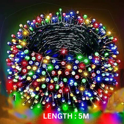 spark world 1 LEDs 5 m Multicolor Steady Bulb Rice Lights(Pack of 1)