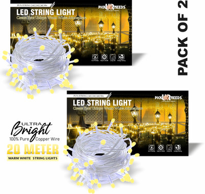 Daily Needs Shop 60 LEDs 20 m Beige Steady String Rice Lights(Pack of 2)