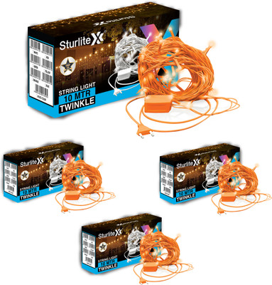 Sturlite 46 LEDs 10 m Orange Steady Bulb Rice Lights(Pack of 4)