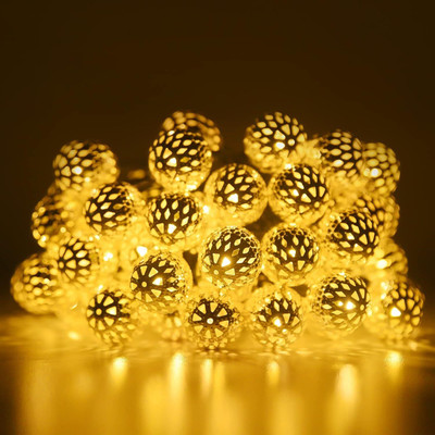 decordial 14 LEDs 4 m Yellow Steady Ball Rice Lights(Pack of 1)
