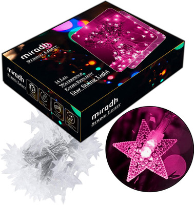 MIRADH 14 LEDs 3 m Pink Steady Star Rice Lights(Pack of 1)