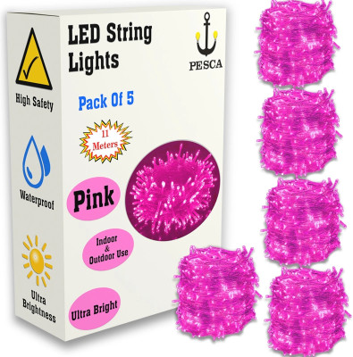 PESCA 40 LEDs 11 m Pink Steady String Rice Lights(Pack of 5)