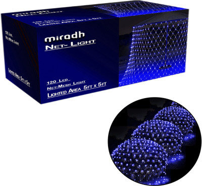 MIRADH 120 LEDs 1.5 m Blue Flickering, Steady Net/Mesh Rice Lights(Pack of 1)