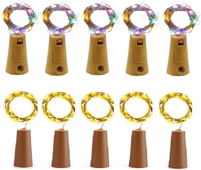 xenith 20 LEDs 2 m Multicolor, Gold Steady String Rice Lights(Pack of 10)
