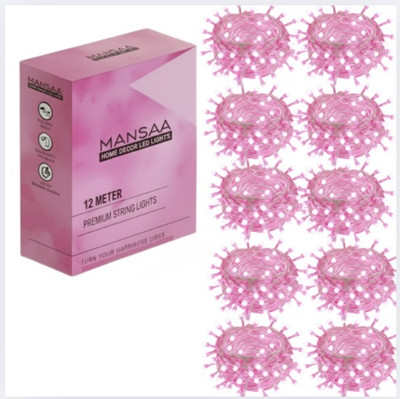 MANSAA 40 LEDs 11 m Pink Steady String Rice Lights(Pack of 10)