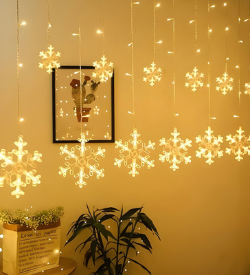 Kavyashine 140 LEDs 4 m Yellow, White Flickering Snow Flake Rice Lights(Pack of 1)
