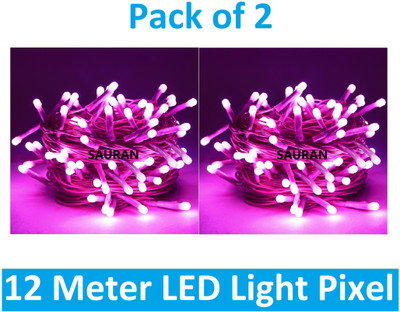 Sauran 38 LEDs 12 m Pink Steady String Rice Lights(Pack of 2)