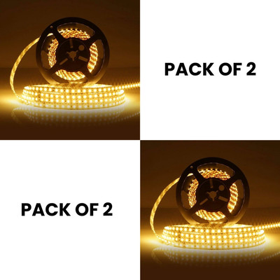 spark world 120 LEDs 5 m Yellow Steady Strip Rice Lights(Pack of 2)