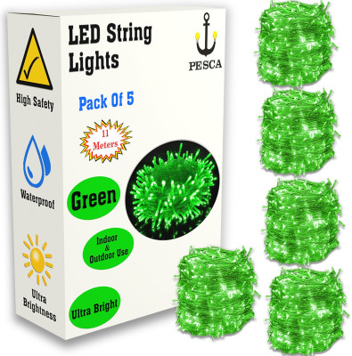 PESCA 40 LEDs 11 m Green Steady String Rice Lights(Pack of 5)
