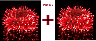 Biway 60 LEDs 20 m Red Steady Ball Rice Lights(Pack of 2)