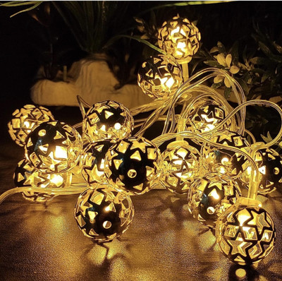 Jensi 10 LEDs 4 m Yellow Steady Ball Rice Lights(Pack of 1)