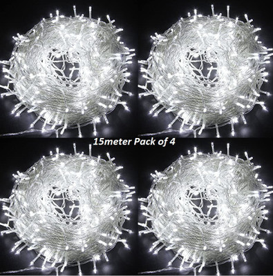REIRSON 50 LEDs 15 m White Steady String Rice Lights(Pack of 4)