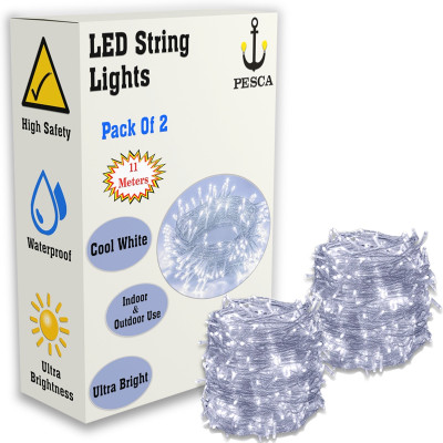 PESCA 40 LEDs 11 m White Steady String Rice Lights(Pack of 2)