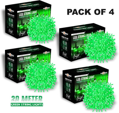 Pick Ur Needs 60 LEDs 20 m Green Steady String Rice Lights(Pack of 4)