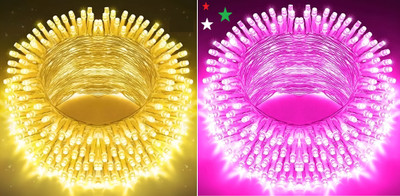 R Art 40 LEDs 11 m Yellow, Pink Steady String Rice Lights(Pack of 2)