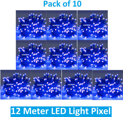 Sauran 38 LEDs 12 m Blue Steady String Rice Lights(Pack of 10)