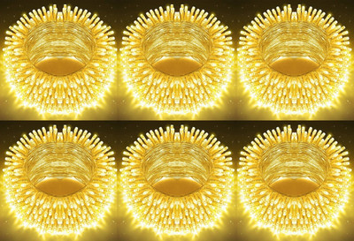 spark world 74 LEDs 21 m Yellow Steady Bulb Rice Lights(Pack of 6)