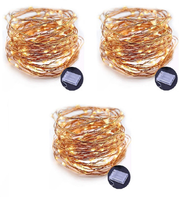Trendx 50 LEDs 5 m Yellow Steady String Rice Lights(Pack of 3)