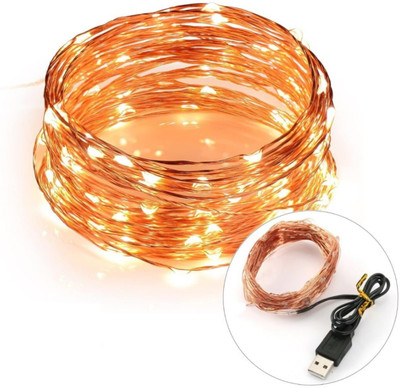 diyadecor 100 LEDs 10 m Yellow Flickering String Rice Lights(Pack of 1)