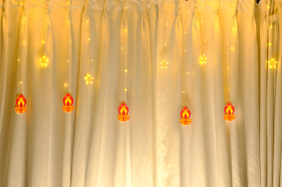 Meneon 96 LEDs 3 m Yellow Flickering Diya Rice Lights(Pack of 1)