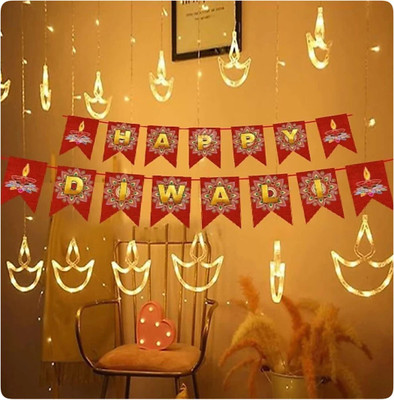Business Squad 140 LEDs 3.81 m Yellow Flickering Diya Rice Lights(Pack of 1)