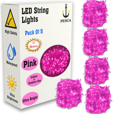 PESCA 40 LEDs 11 m Pink Steady String Rice Lights(Pack of 5)