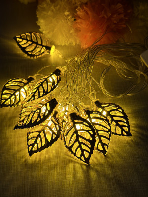 PRIDE STORE 10 LEDs 2.59 m Yellow Steady Leaf Rice Lights(Pack of 1)