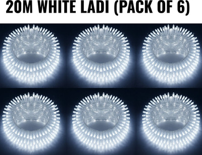 spark world 58 LEDs 15.5 m White Steady Bulb Rice Lights(Pack of 6)