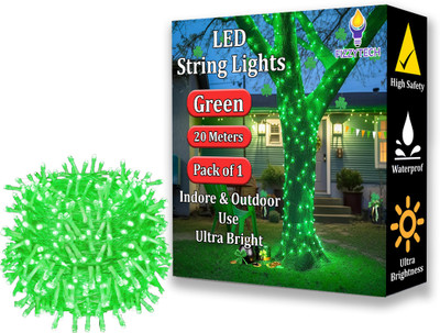 FIZZYTECH 60 LEDs 20 m Green Steady String Rice Lights(Pack of 1)