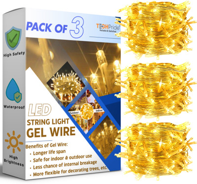 TechPride 40 LEDs 11 m Yellow Steady String Rice Lights(Pack of 3)