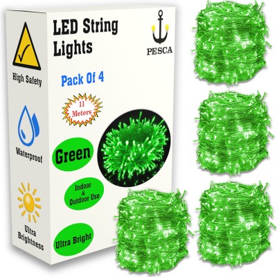 PESCA 40 LEDs 11 m Green Steady String Rice Lights(Pack of 4)