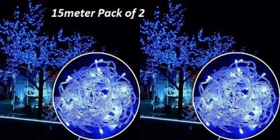 REIRSON 50 LEDs 15 m Blue Steady String Rice Lights(Pack of 2)
