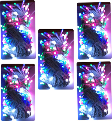 Business Squad 60 LEDs 7 m Multicolor Flickering String Rice Lights(Pack of 5)