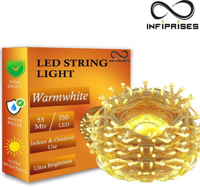 Medecor 350 LEDs 55 m Yellow Steady String Rice Lights(Pack of 1)