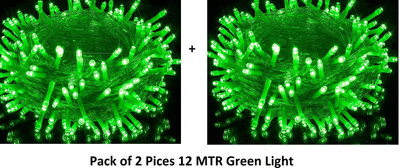 NEERUSSTORE 36 LEDs 12 m Green Steady Ball Rice Lights(Pack of 1)