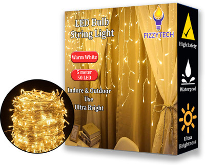 FIZZYTECH 50 LEDs 5 m Yellow Color Changing Bulb Rice Lights(Pack of 1)