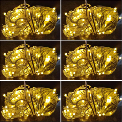 LightFlow 40 LEDs 10 m Yellow Steady Bulb Rice Lights(Pack of 6)