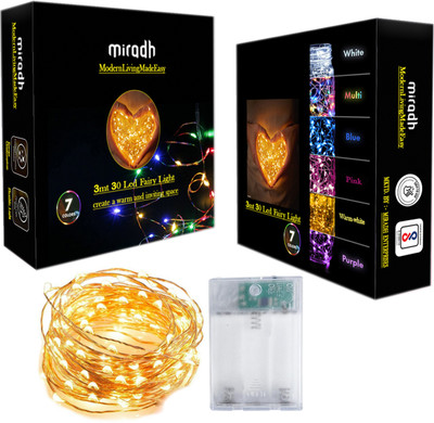 MIRADH 30 LEDs 3 m Yellow Steady String Rice Lights(Pack of 1)